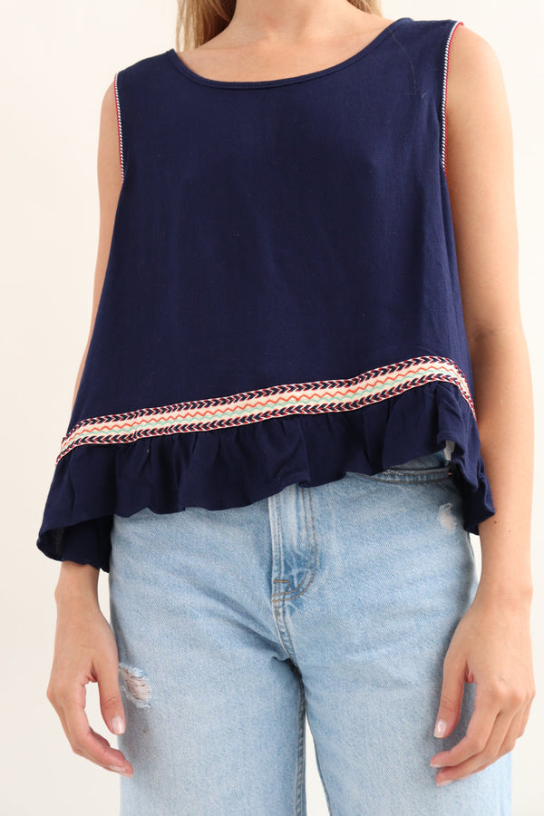 Top Azul Oscuro Tribal