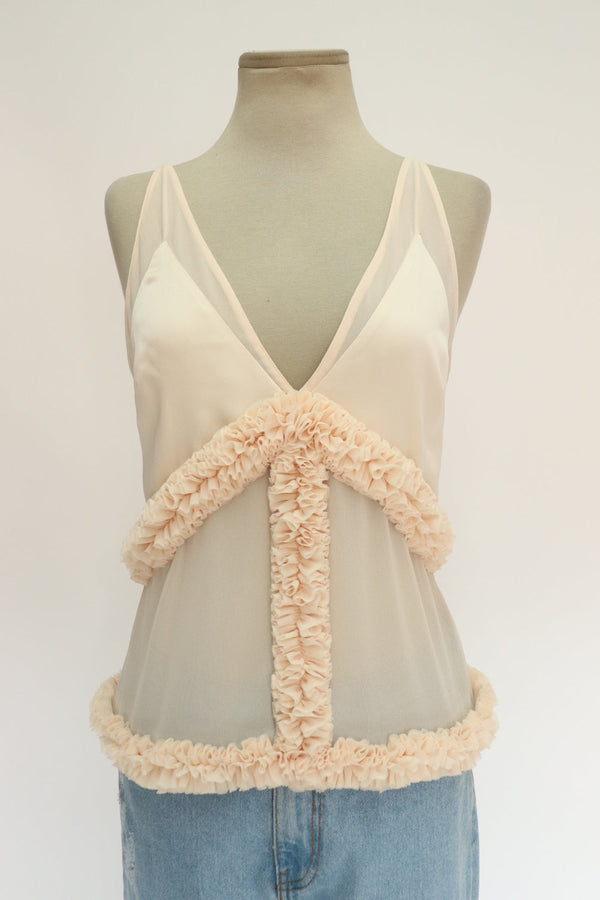Top Beige Volantes