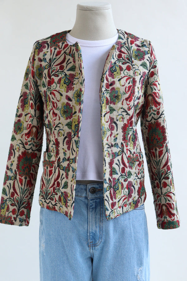 Chaqueta Flores Beige