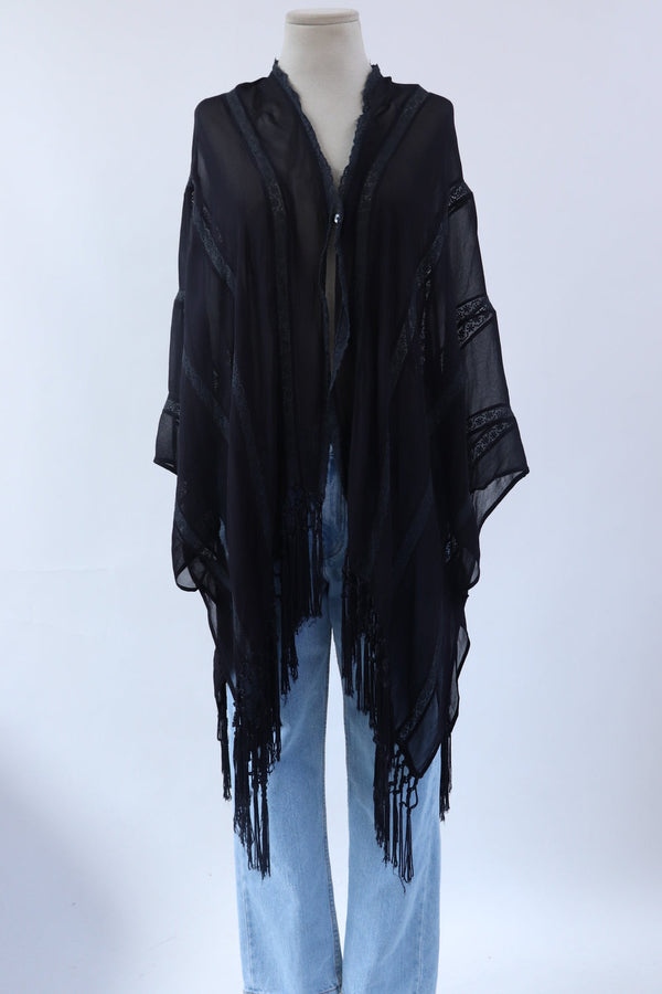 Kimono Negro Flecos