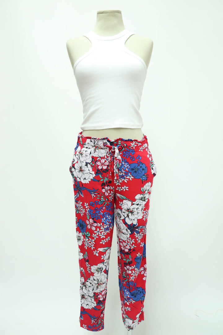 Pantalon Rojo Flores