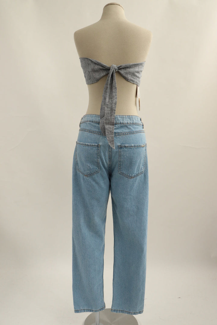 Top Strapless Gris