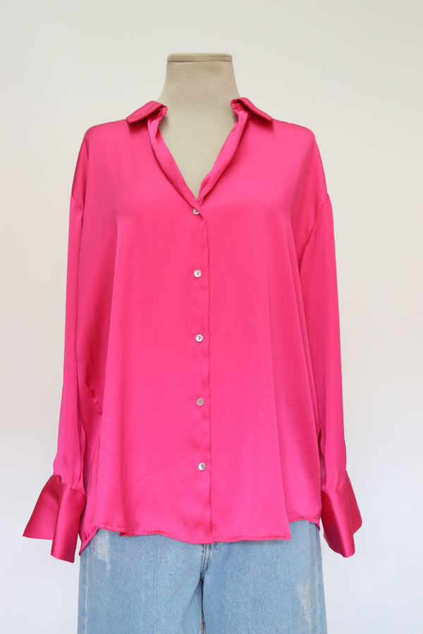 Camisa Satinada Fucsia