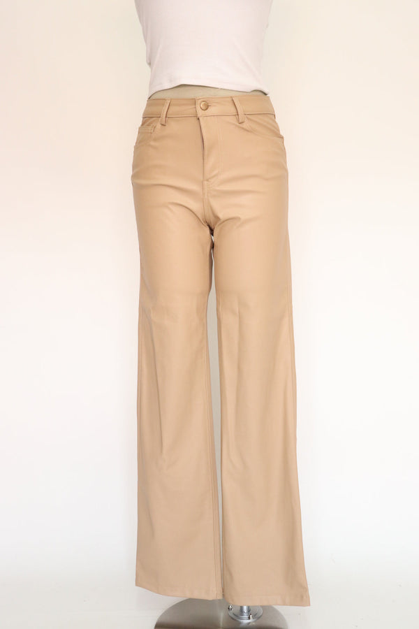 Pantalon Cuero Beige