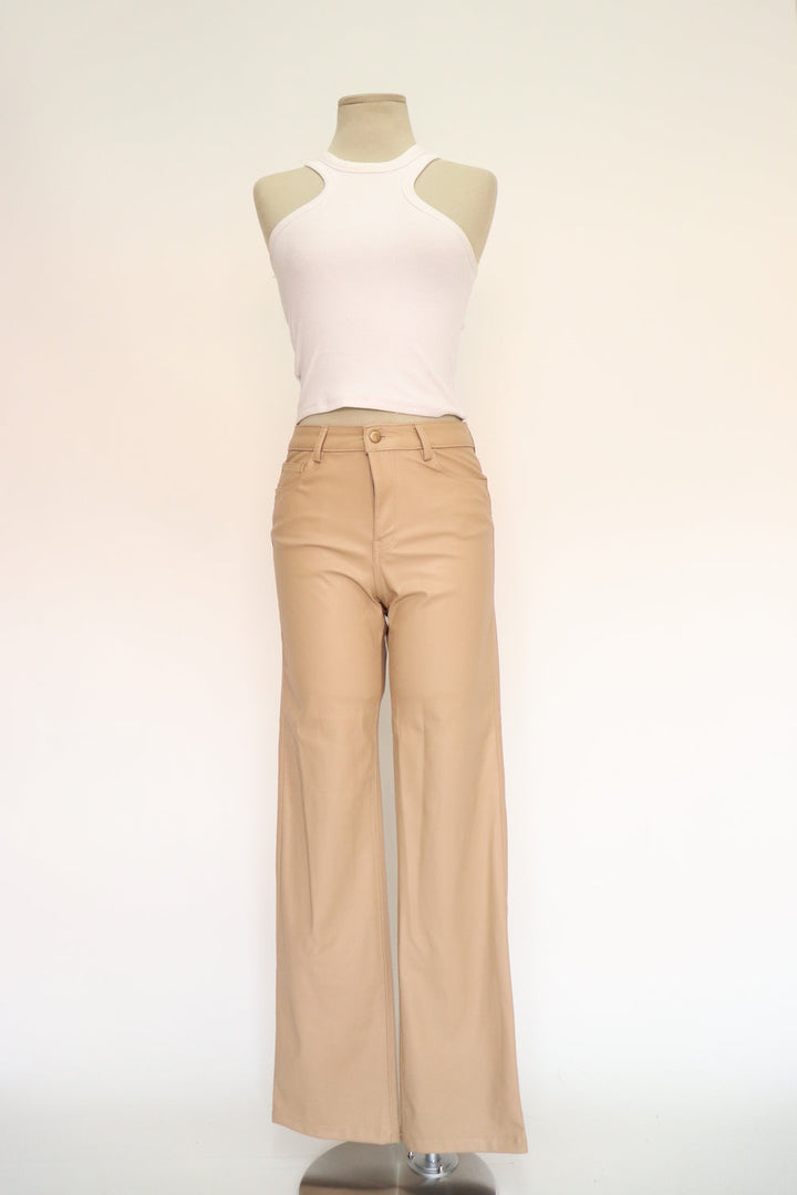 Pantalon Cuero Beige