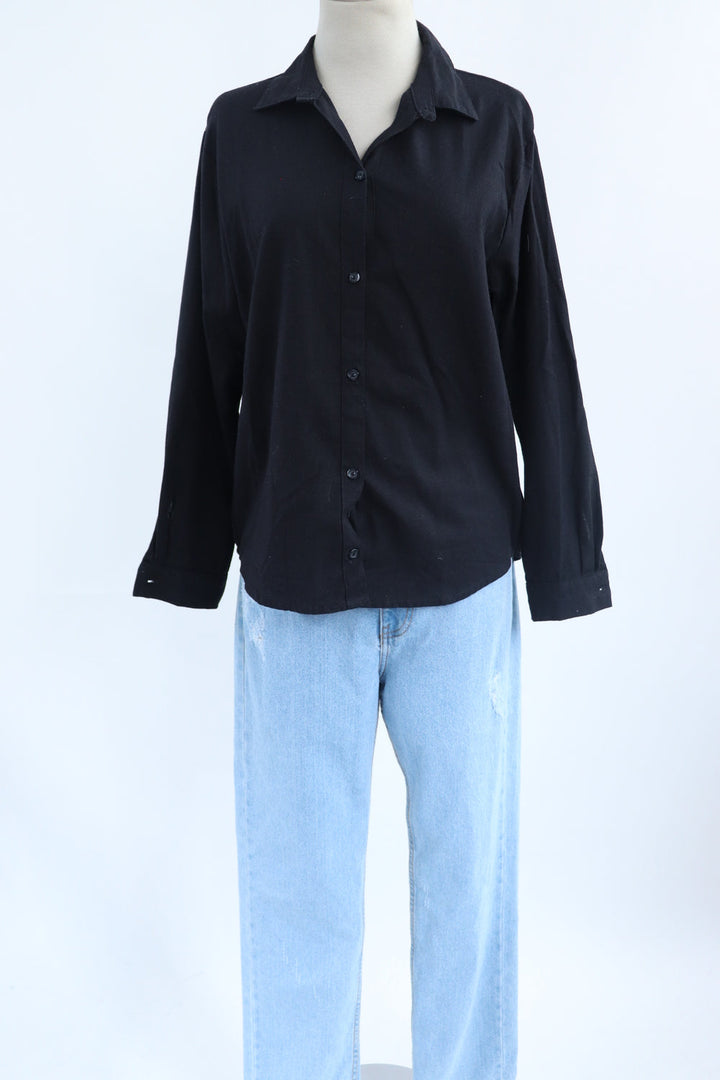 Camisa Negra Lino JGR008 – LOOK TWICE CO