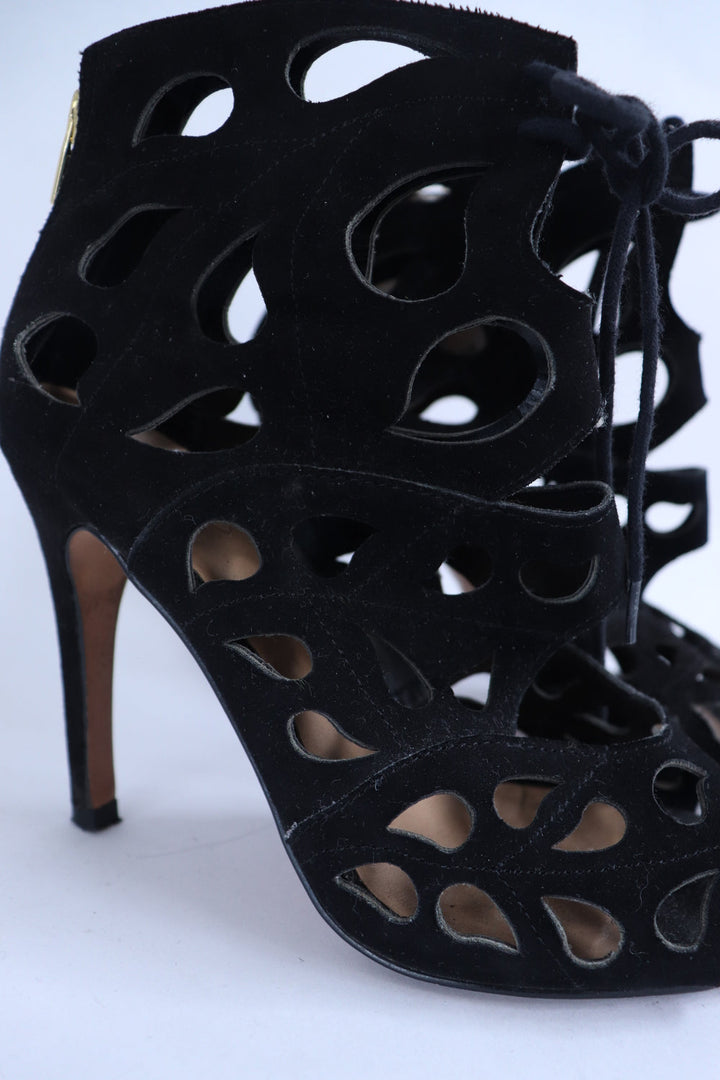 Tacones Negros Zipper