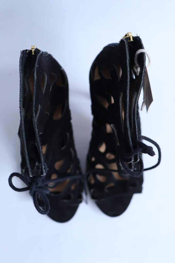 Tacones Negros Zipper