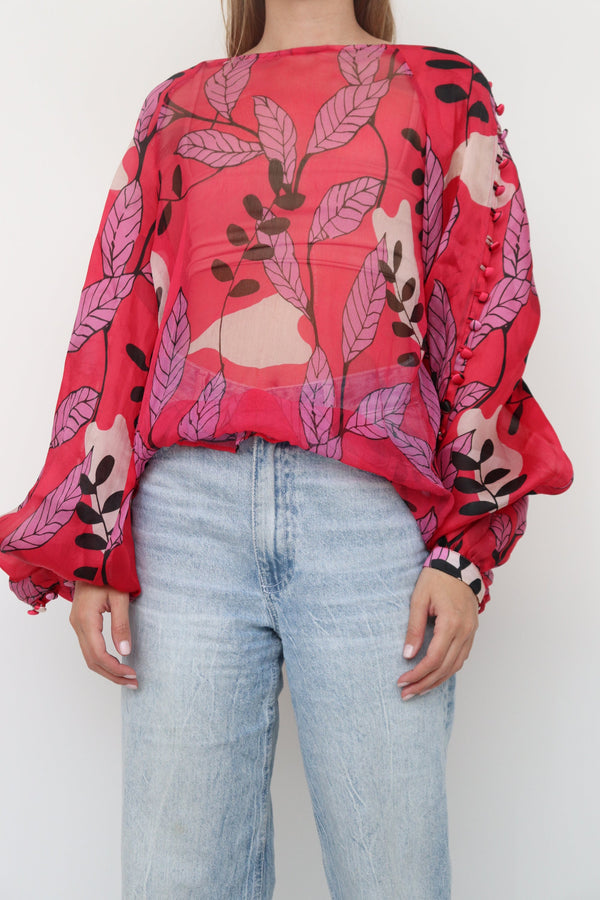 Blusa Hojas Fucsia