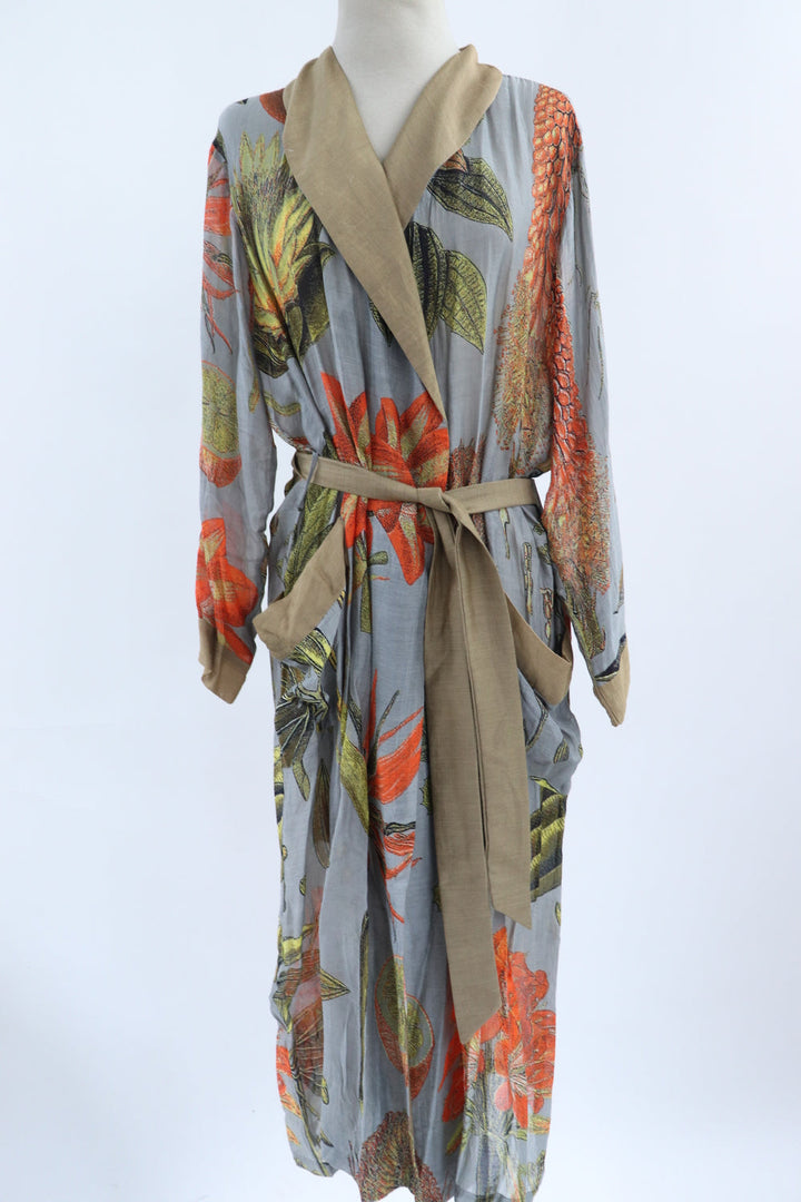 Kimono Hojas Gris