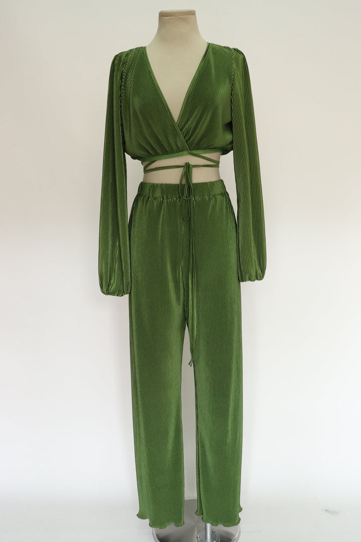 Pantalon Verde Plisado