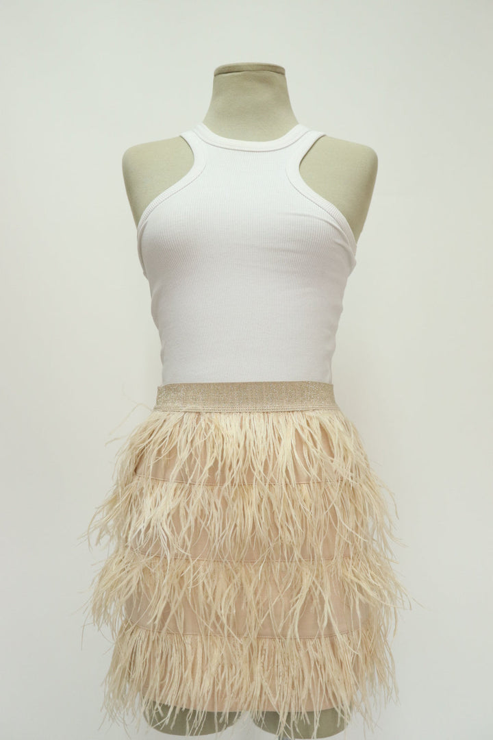 Falda Beige Plumas