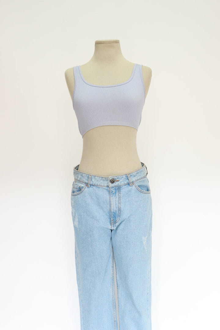 Crop Top Rib Azul