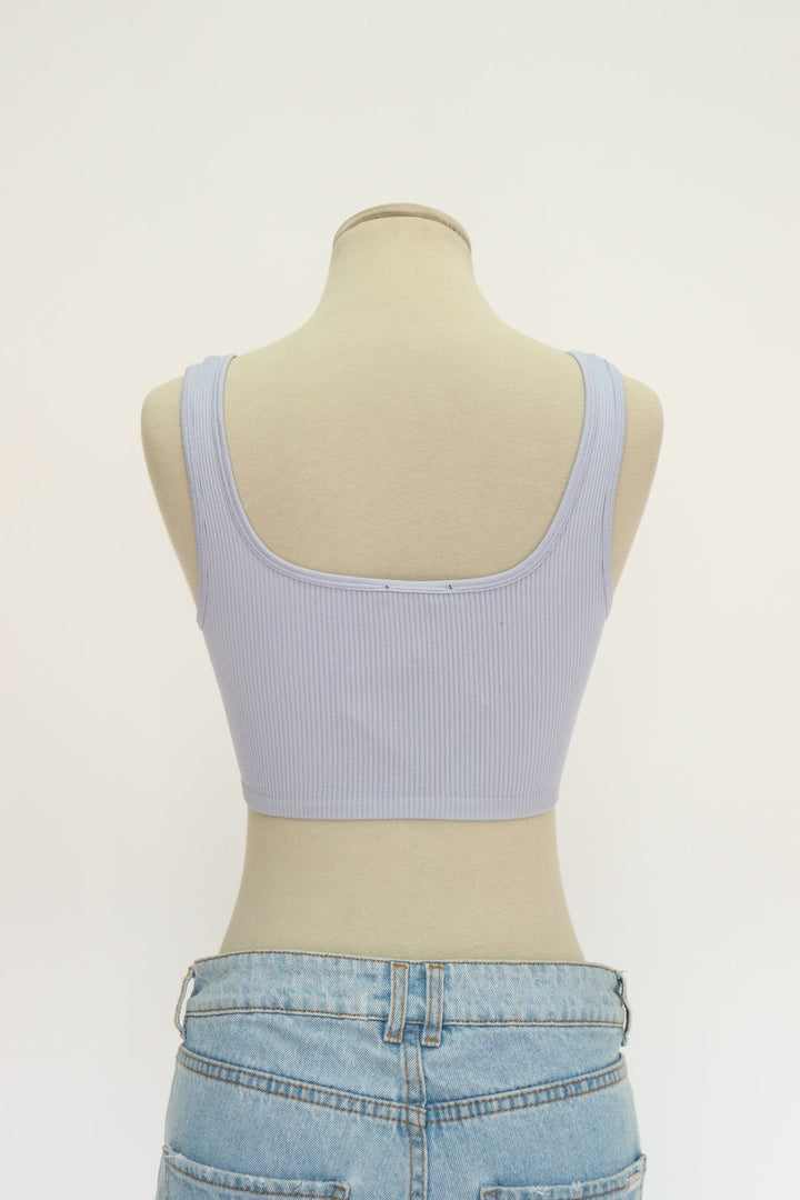 Crop Top Rib Azul