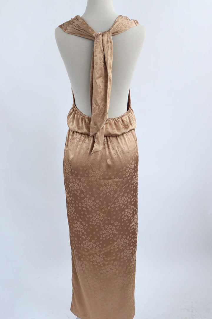 Vestido Flores Beige