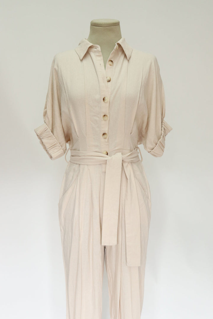 Jumpsuit Beige Botones