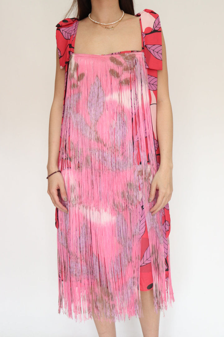 Vestido Rosado Flecos