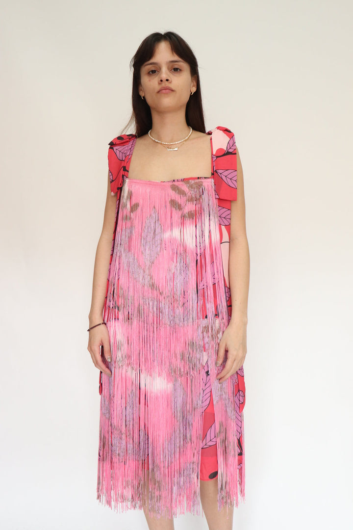 Vestido Rosado Flecos