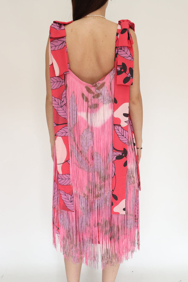 Vestido Rosado Flecos