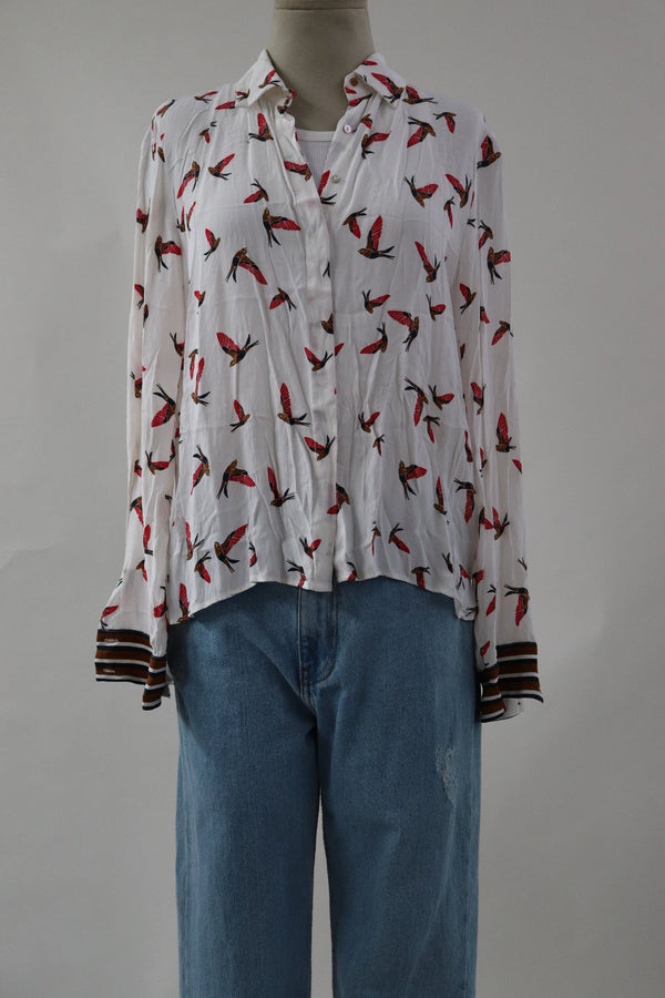 Camisa Blanca Pajaros