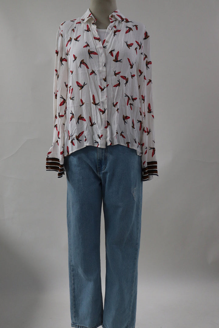 Camisa Blanca Pajaros