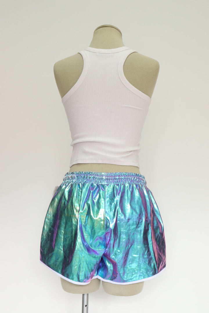 Short Iridescente Azul