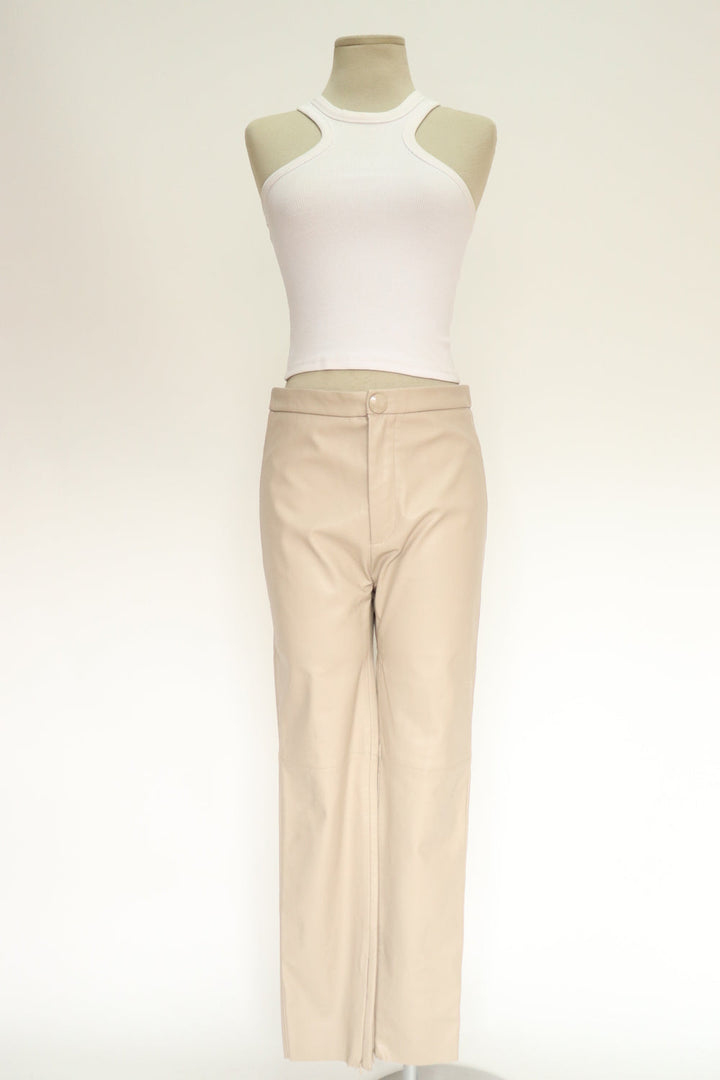 Pantalon Cuero Beige