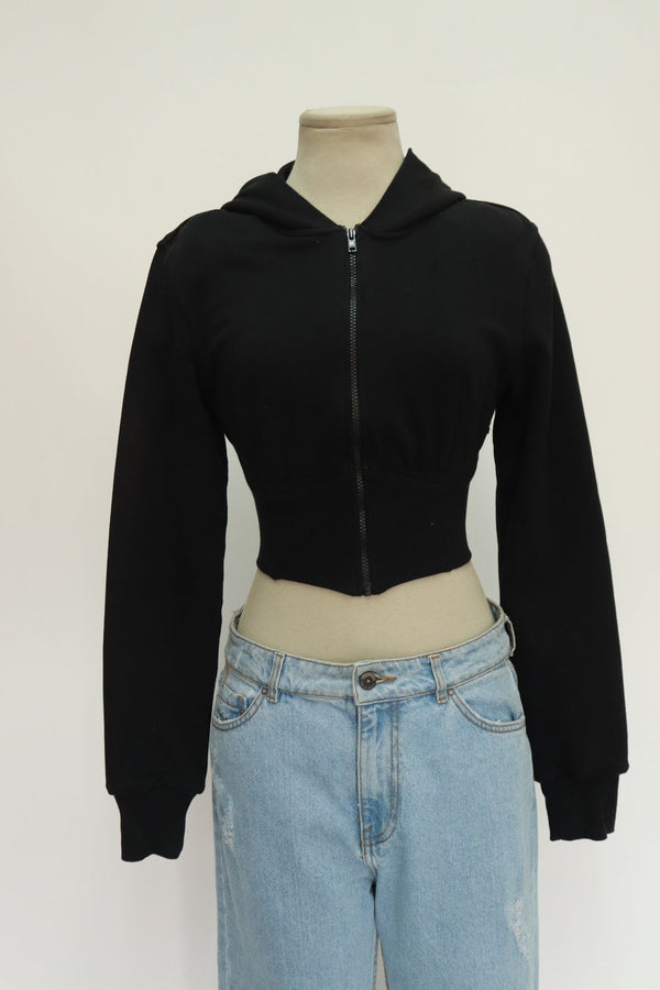 Hoodie Negro Crop