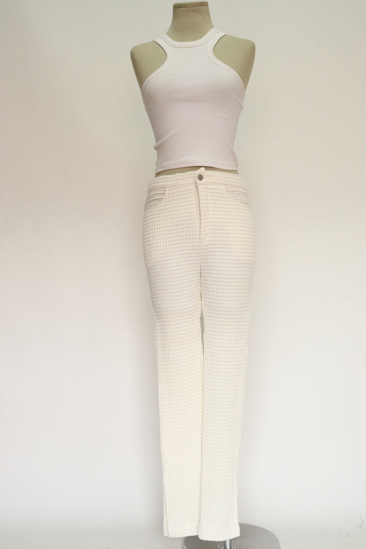 Pantalon Blanco Corrugado