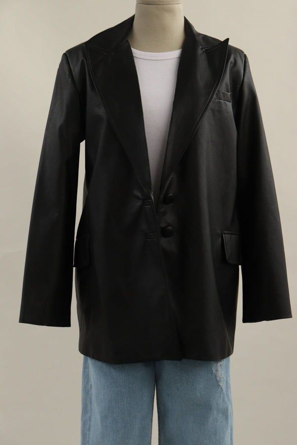 Blazer Negro Piel