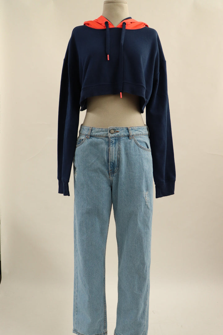 Hoodie Crop Azul