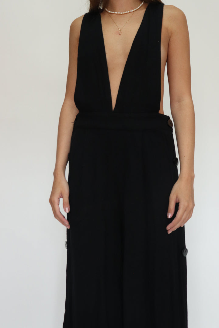 Jumpsuit Negro Botones