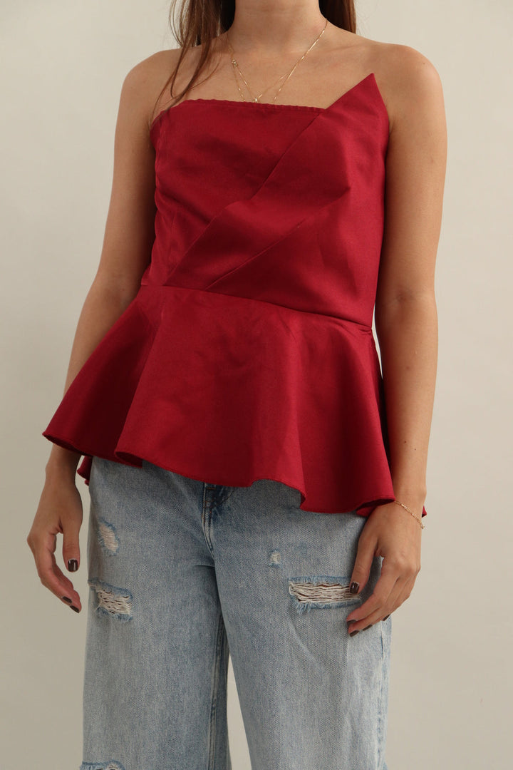 Top Peplum Vinotinto