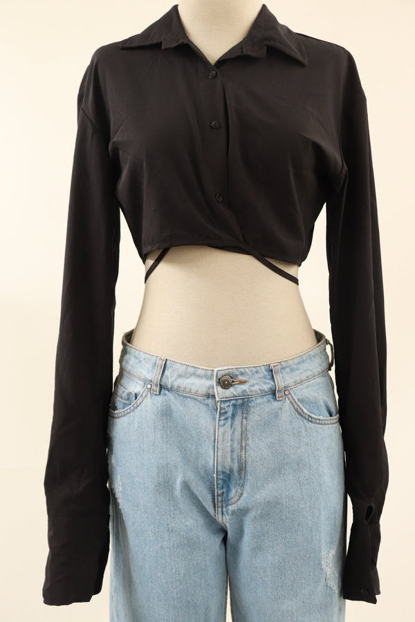 Camisa Crop Negra