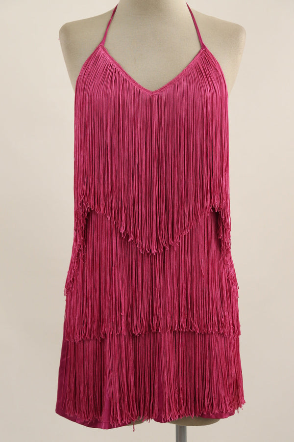 Vestido Fucsia Flecos