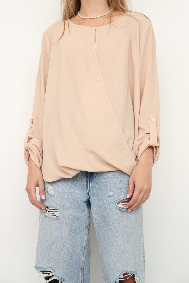 Blusa Beige Manga Larga