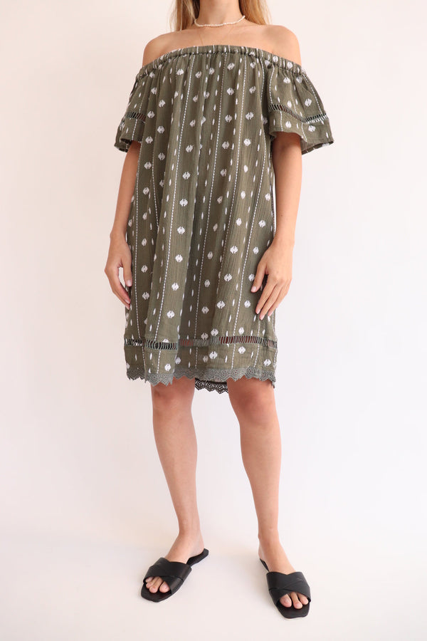 Vestido Verde Off The Shoulders