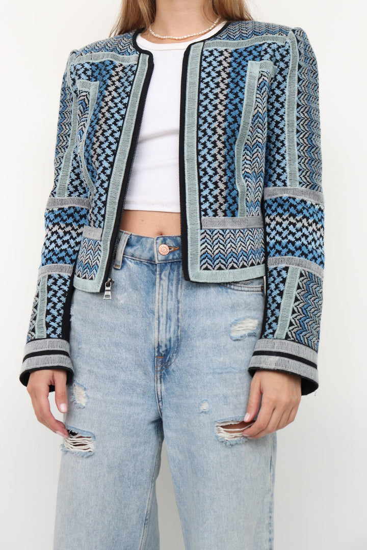 Chaqueta Crop Bordada