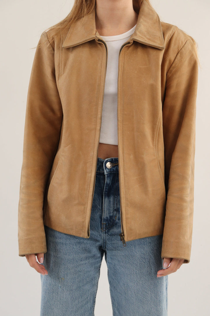 Chaqueta Cuero Beige