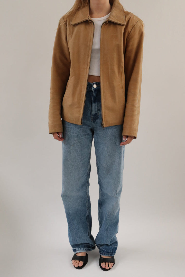 Chaqueta Cuero Beige