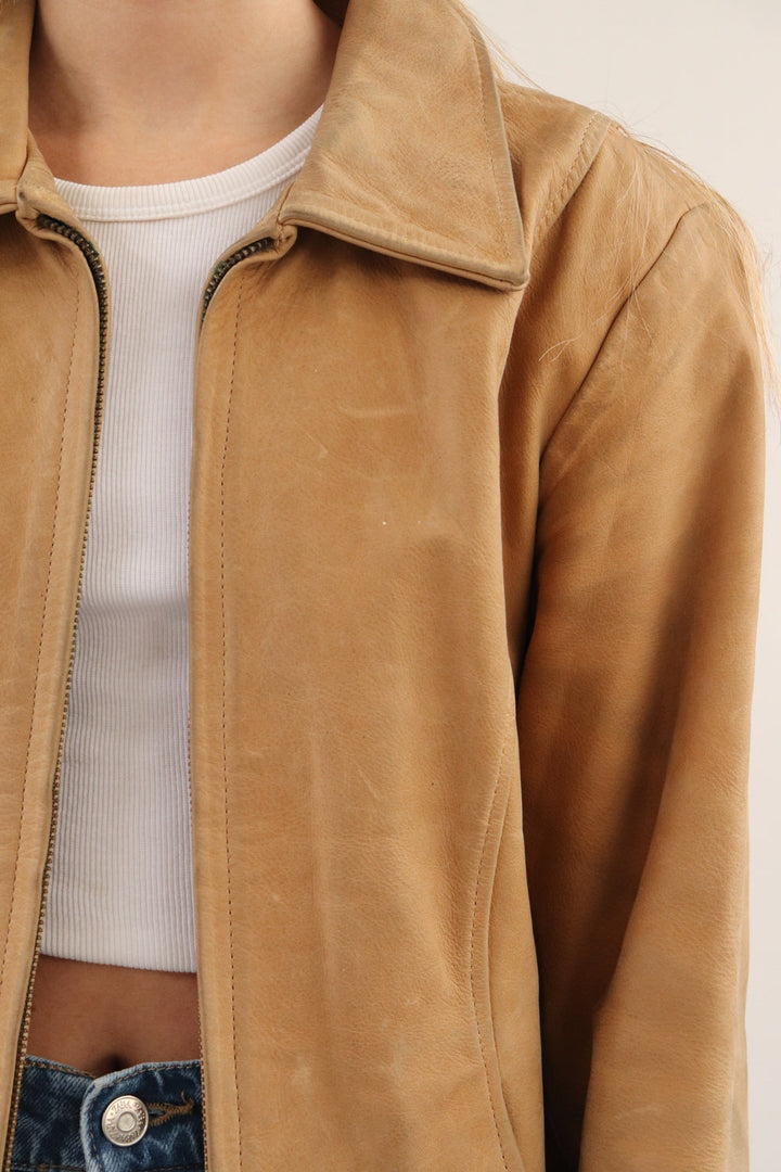 Chaqueta Cuero Beige