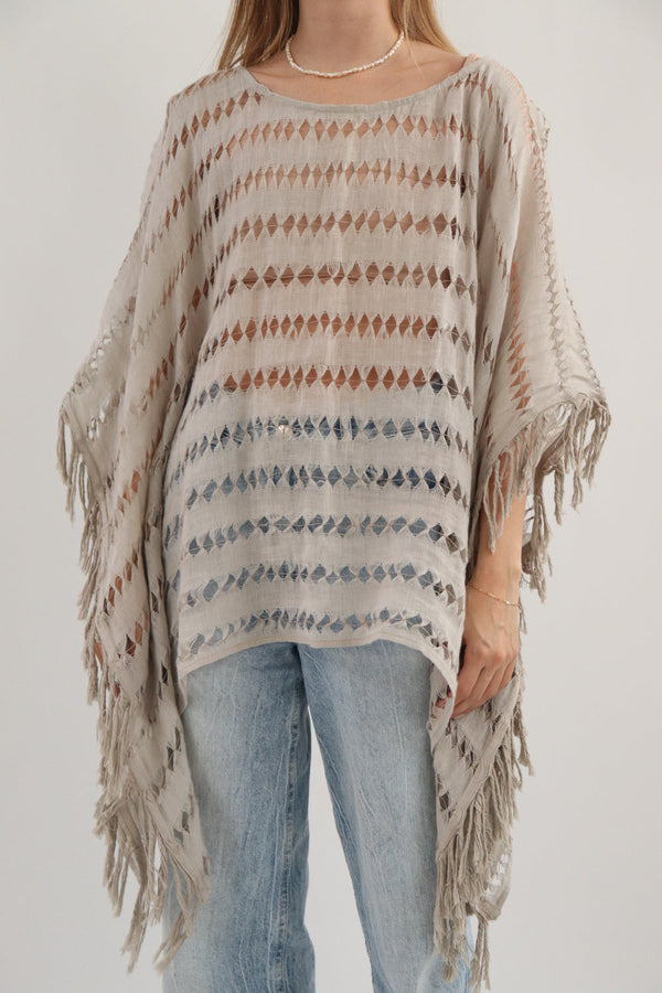 Top Poncho Gris