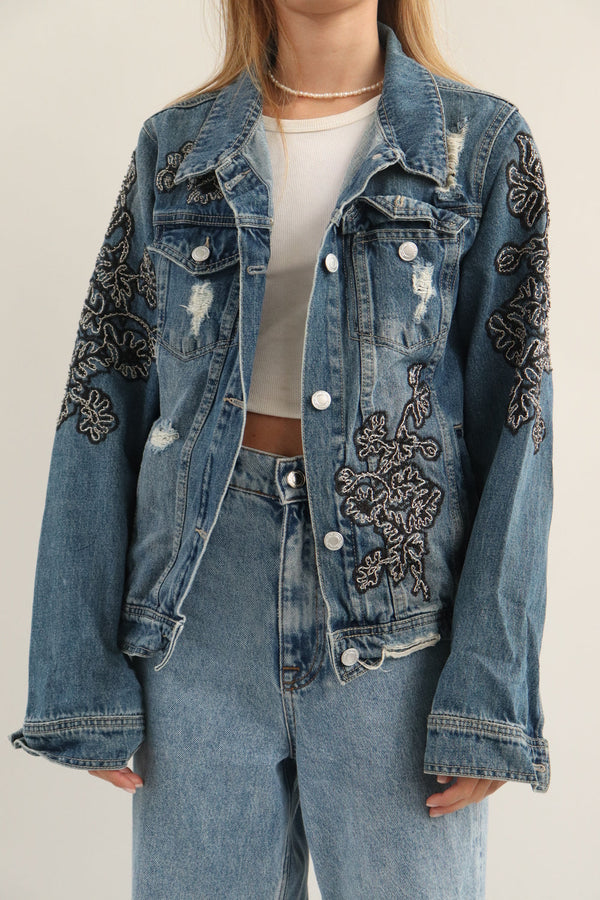 Chaqueta Denim Bordada