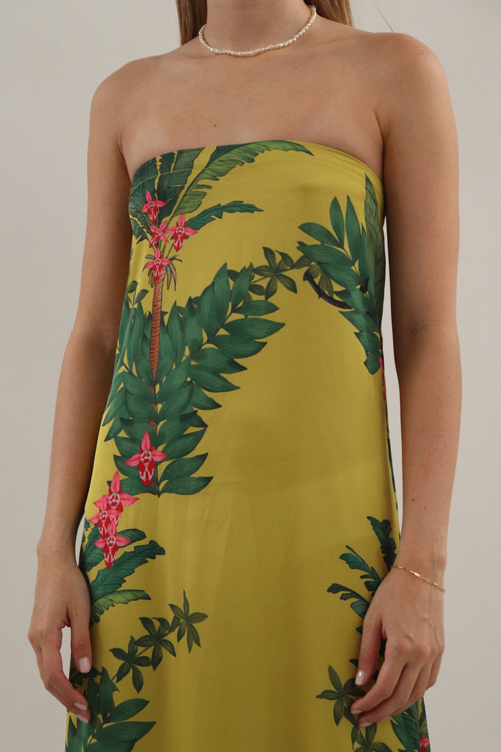 Vestido Strapless Tropical