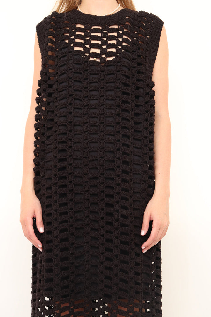 Vestido Crochet Negro