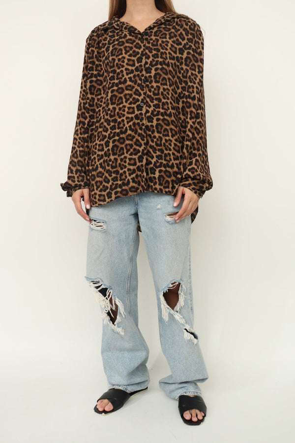 Camisa Leopardo Manga Larga