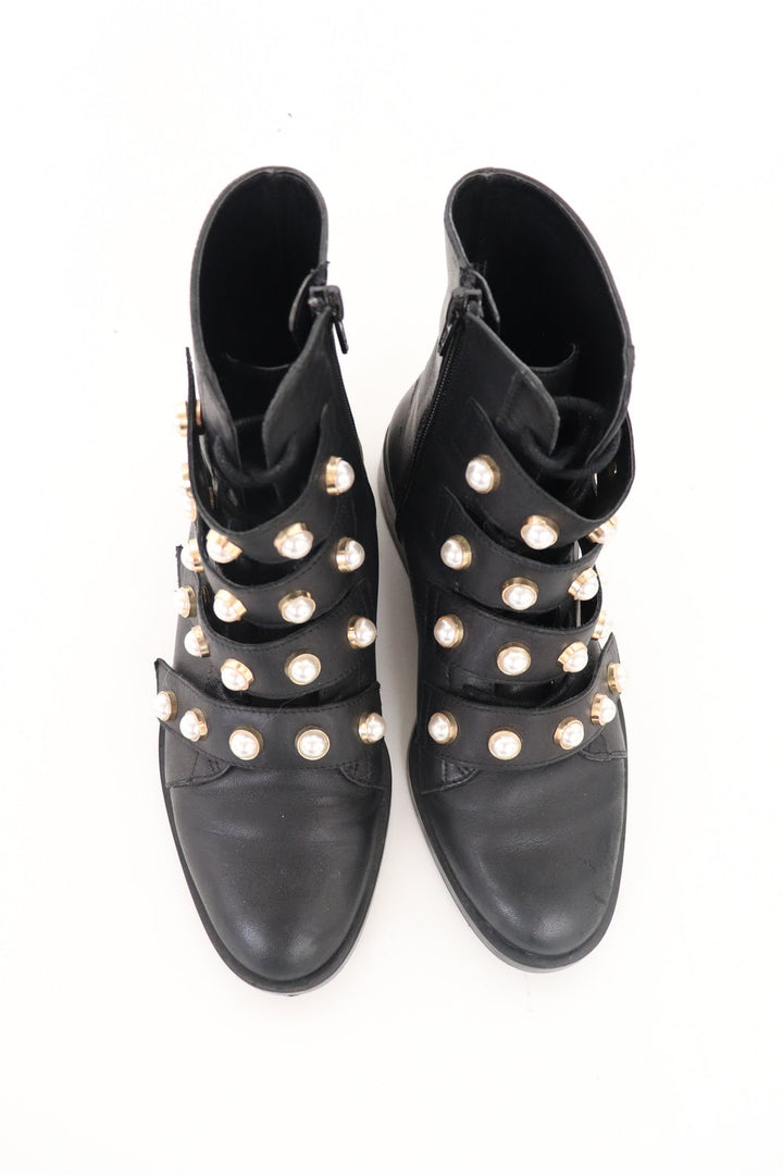 Botines Negros Perlas