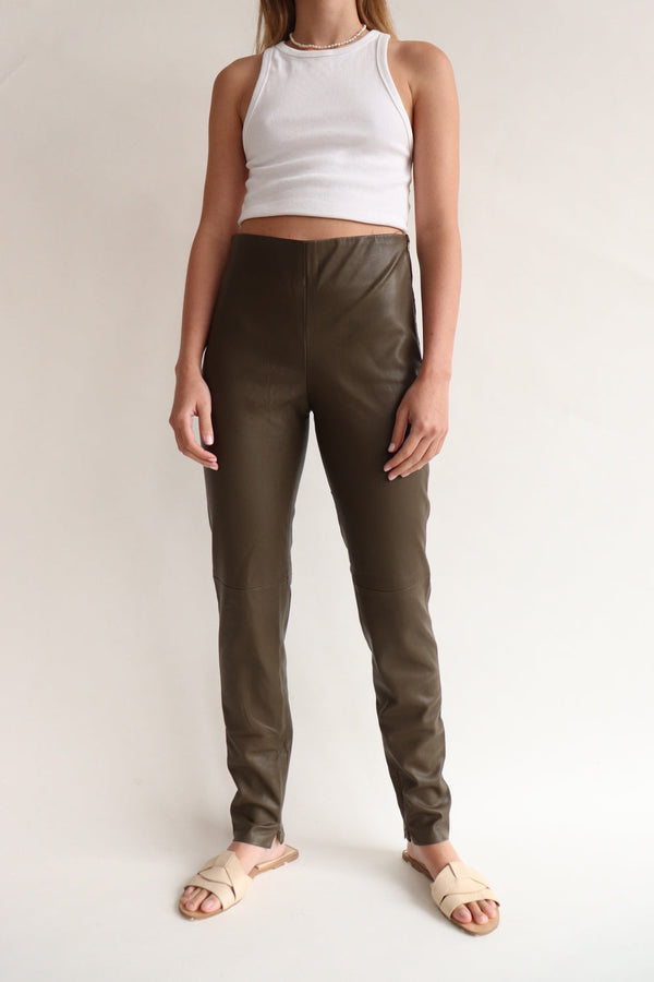 Pantalon Tipo Cuero Verde