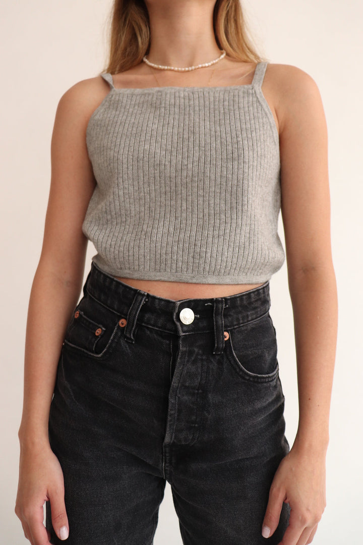 Crop Top Tejido Gris