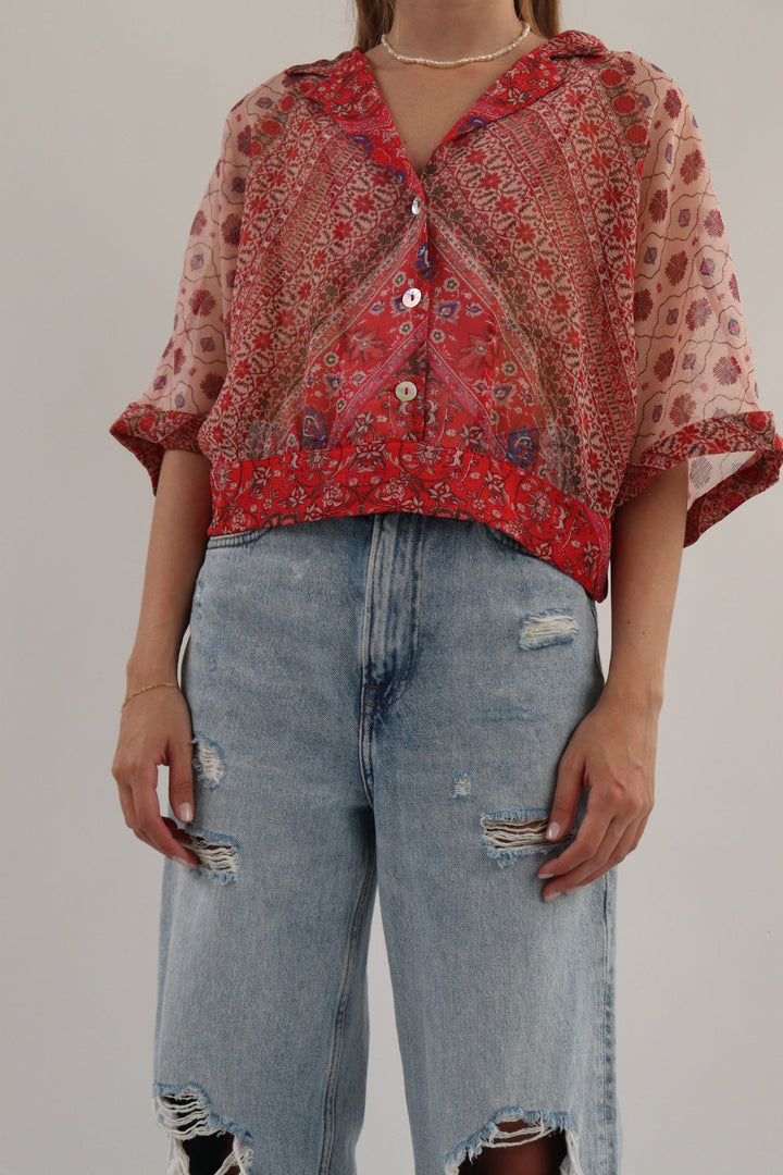 Camisa Floral Roja